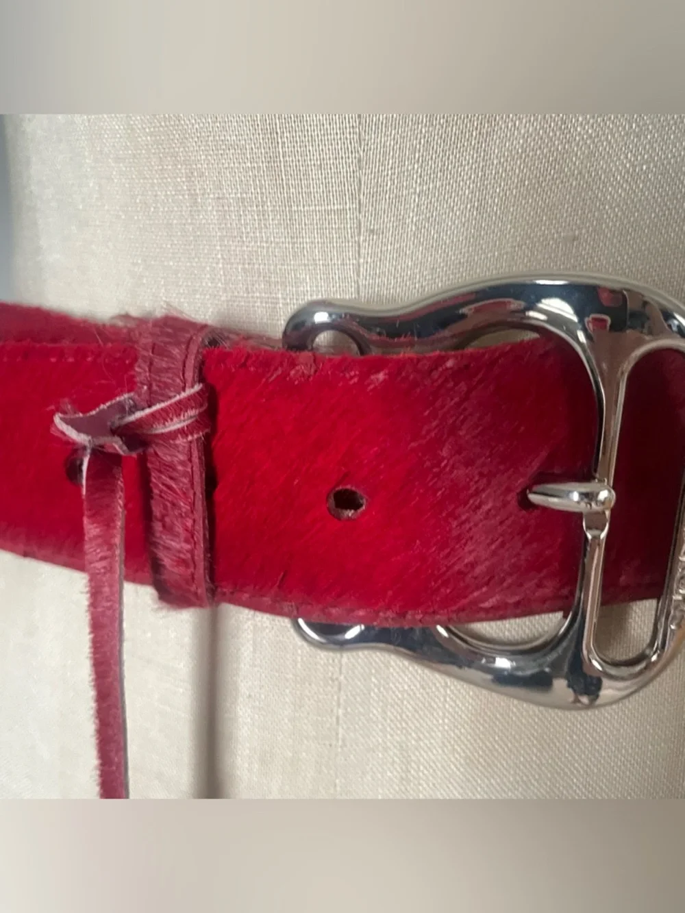 Michael Kors red calf hair belt size XL